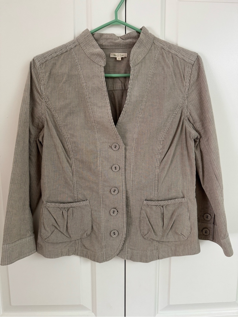 NIC+ZOE Taupe Corduroy Button-Front Jacket